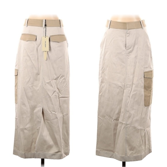 Hellessy NWT Midi Maxi Cargo Skirt Pembridge Light Dark Beige NEW Khaki Size 4 - Picture 1 of 13